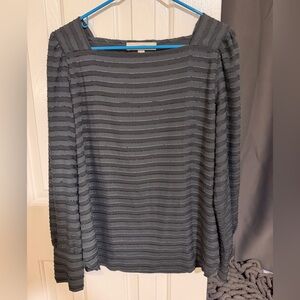 Striped Gray Long Sleeve Blouse